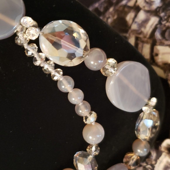 Vintage Agate & Crystal bead Necklace EUC - Picture 4 of 13